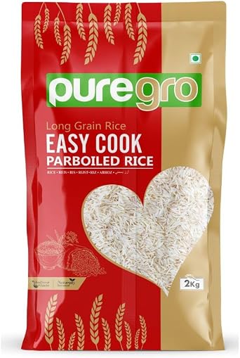 Puregro Easy Cook Rice | Aromatic Long Grain | Premium Quality | Perfect for Fluffy and Flavourful | Quick Cooking | Ideal for Jollof Rice | Paraboiled 2kg