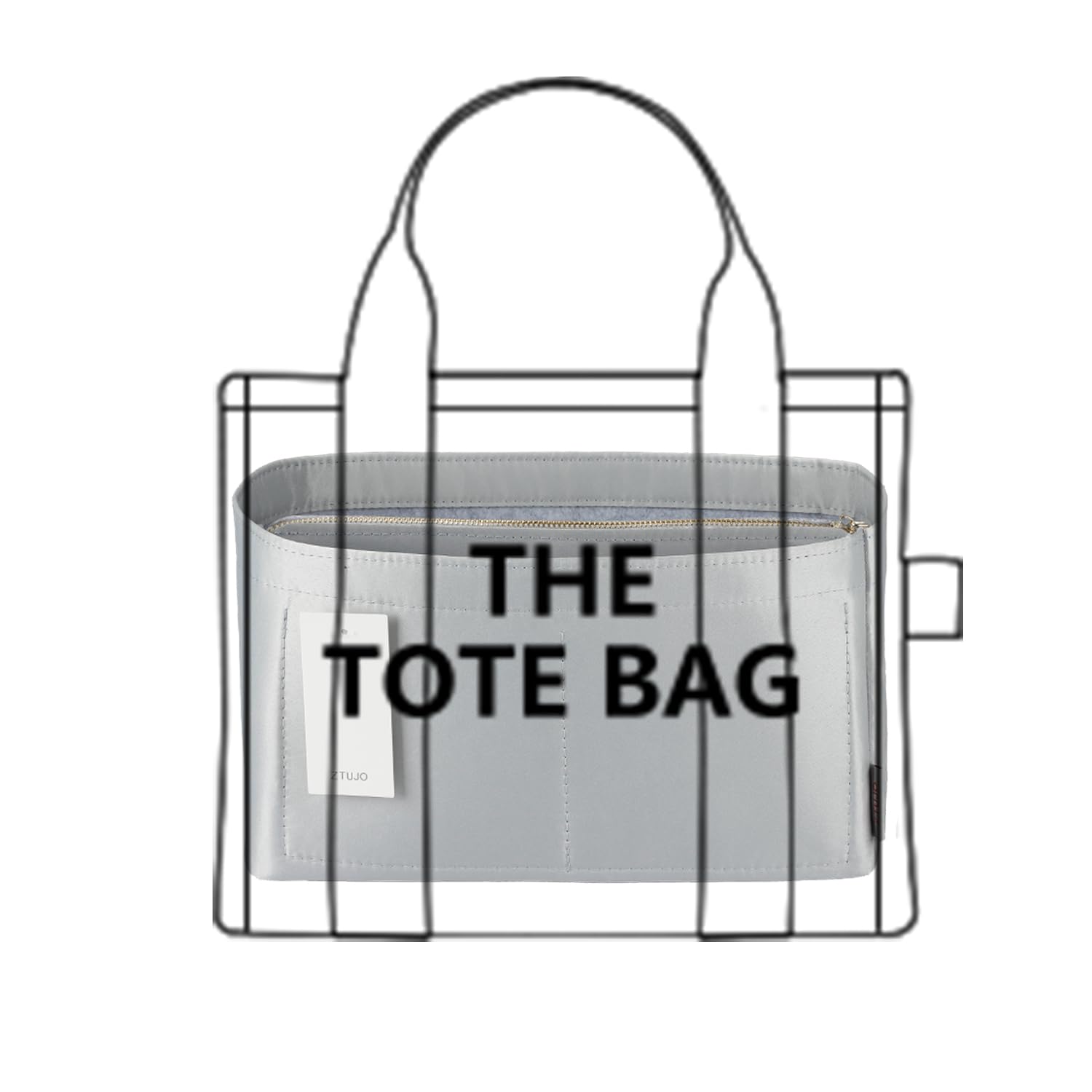 ZTUJO Purse Organizer Insert For Handbags, Purse Organizer With Zipper, Neverfull Organizer, Bag Organizer For Speedy Neverfull ONTHEGO Tote, Handbag