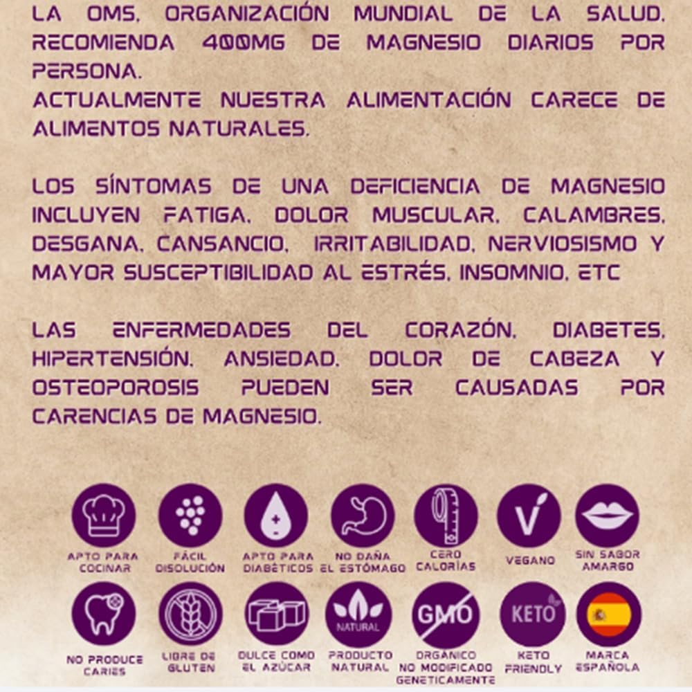 Edulcorante Zero con MAGNESIO 50 Sobres | 100% Natural de Caña | Enriquecido con Fibra Vegetal Guar | 1gr = 10gr de azúcar | Sustituto de azúcar | Sabor natural