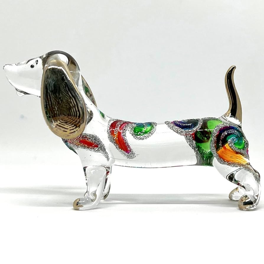 ダックスフントガラス工芸品 ダックスフンド 置物 ガラス細工 ミニチュア 雑貨 グラス