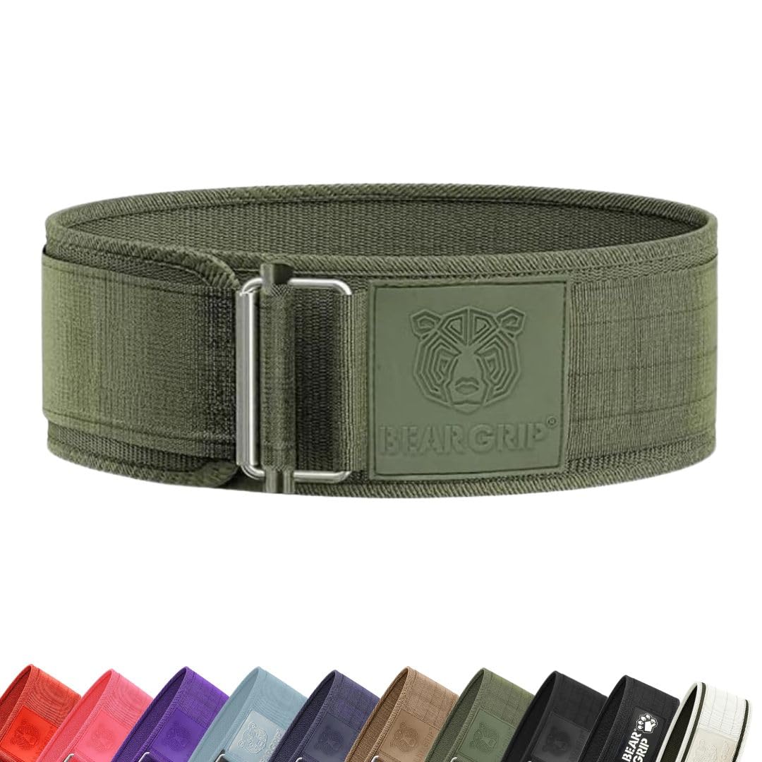 BEAR GRIP - Self-Locking Weight Lifting Belt, Premium Weightlifting Belt for Crossfit, Power Lifting, Bodybuilding, Lifting Belt for Men and Women, Workout Belt for Liftin (Khaki, XS) โ image 1