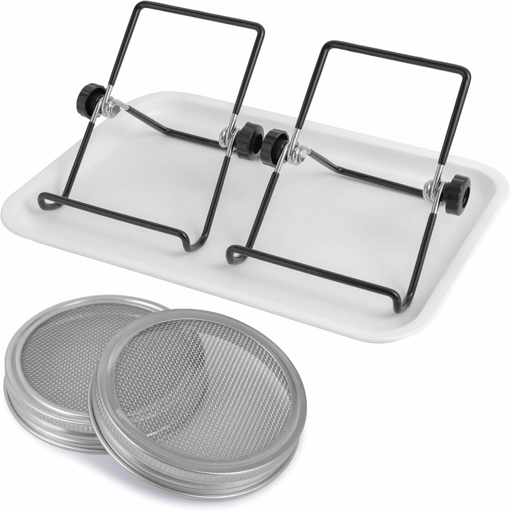 Donaasoal Stainless Steel Mesh Sprouting Kit for Wide Mouth Jars for Growing Broccoli Sprouts, Bean Sprouts, Sunflower, Etc