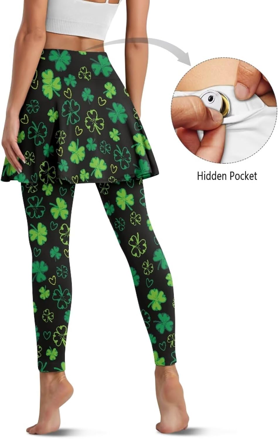 Women Tennis Skirted Leggings Athletic Gym Running Sports Yoga Capri Leggings with Skirts Golf Pickleball Outfits