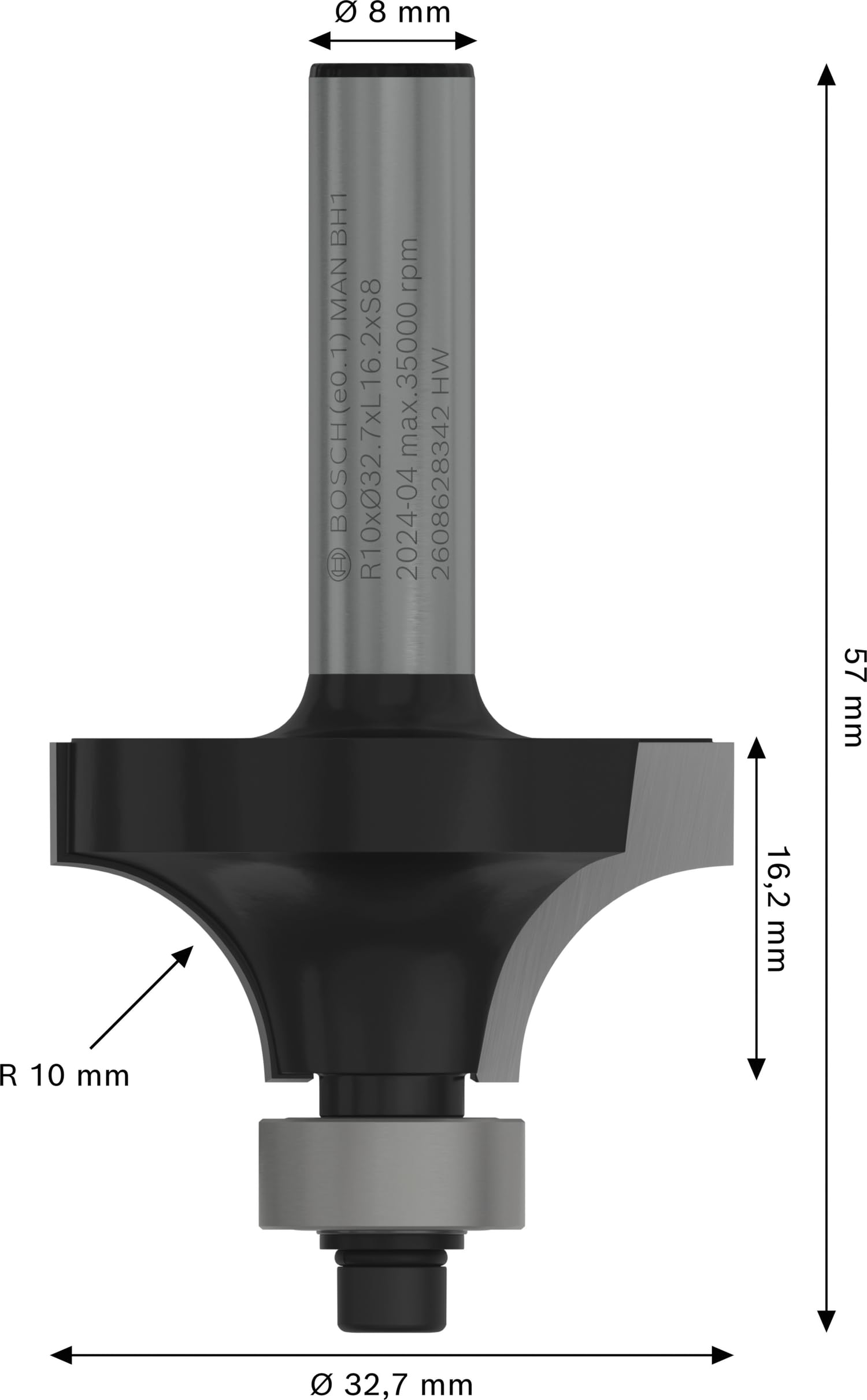 Bosch Professional Ahşap İçin Standart Yuvarlak Frezesi (Ahşap, Yarıçap 8 Mm, Çalışma Uzunluğu, El Frezesi Aksesuarı)
