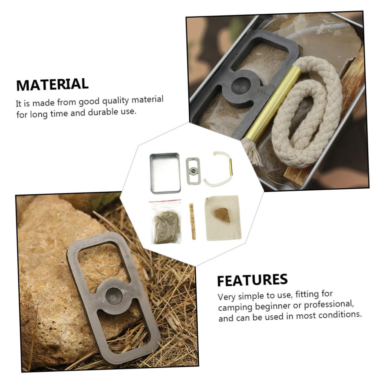 Cuerda de Algodón y Metal Kit de Fuego para Camping y Parrilla