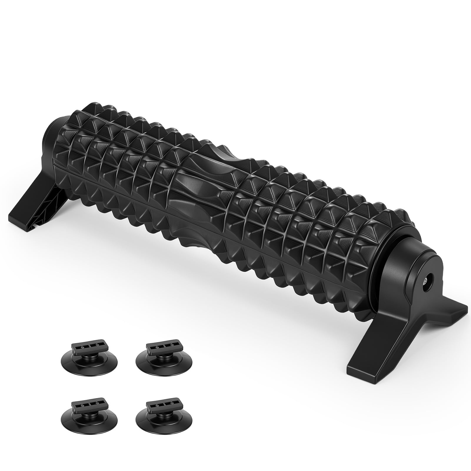 53cm Foam Roller, Rullo Massaggio Muscolare con strutturato 3D, supporto e ventosa per rilassamento muscolare Yoga Pilates, Rullo in schiuma per schiena collo gambe (Nero)