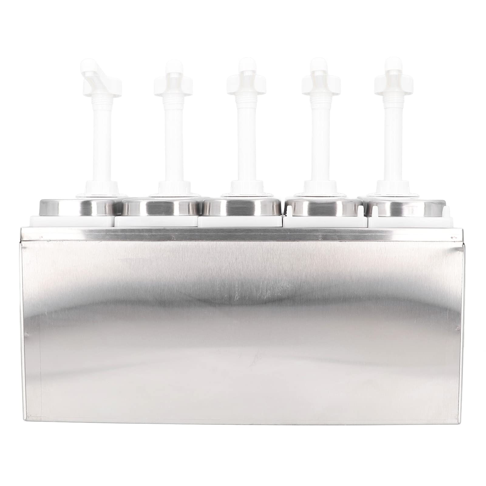 Generic Stazione Pompa per Condimenti Utensile da Pompa Dispenser in Acciaio Inossidabile con Base, capacità 1 Litro, Ampia Applicazione, Adatta per Ketchup/di Soia (5 pompe)