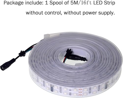 Vista 14 de Tira de luz LED superbrillante de 12 V, doble fila, 600 LED, manga impermeable IP67, sin fuente de alimentación (color sólido, blanco puro, 6000 K)