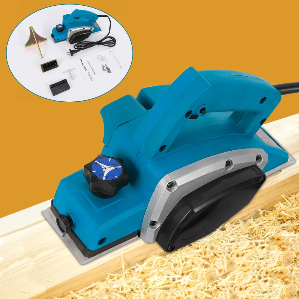 Raboteuse électrique 800 W - Fraise à bois avec 16 000 tr/min, boîtier anti-poussière, profondeur de coupe réglable et guide de précision - Pour poncer et couper du bois - Idéal pour le bricolage et