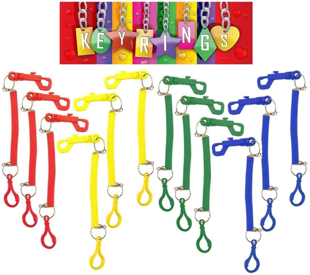 Henbrandt Multicoloured 12 X Spiral Double Plastic Hook Attachment Keyrings