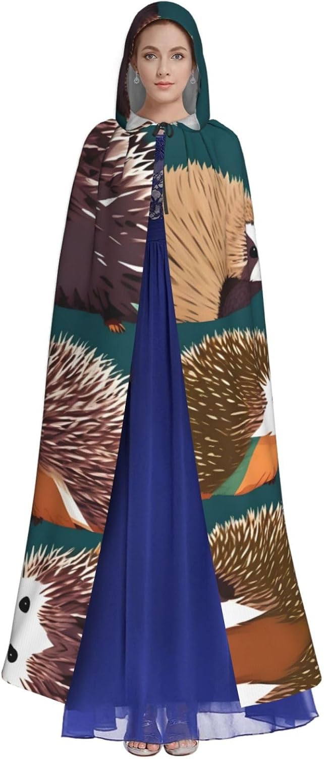 Many hedgehogs print Adult Carnival Festival cape Cosplay cape Gothic-themed party costume robe Witch