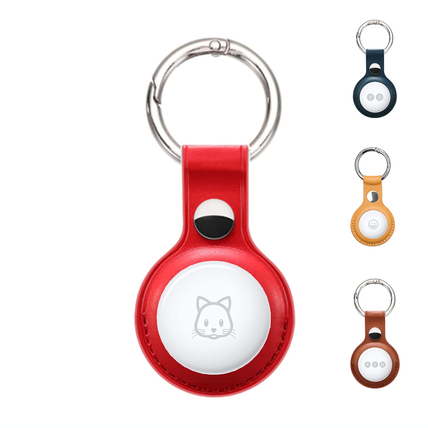 AirTag Key Ring Keychain Ring for Apple Protector Cover PU Leather Protective Skin Cover for AirTags Finder Keychain