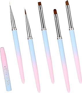5pcs Nail Polish Clean Up Brush Gel Nail Polish Remover Brush Fingernail Clean Up Brushes Round & Angled Manicure Brush for Nails Cleaning Nail Art Design Brushes