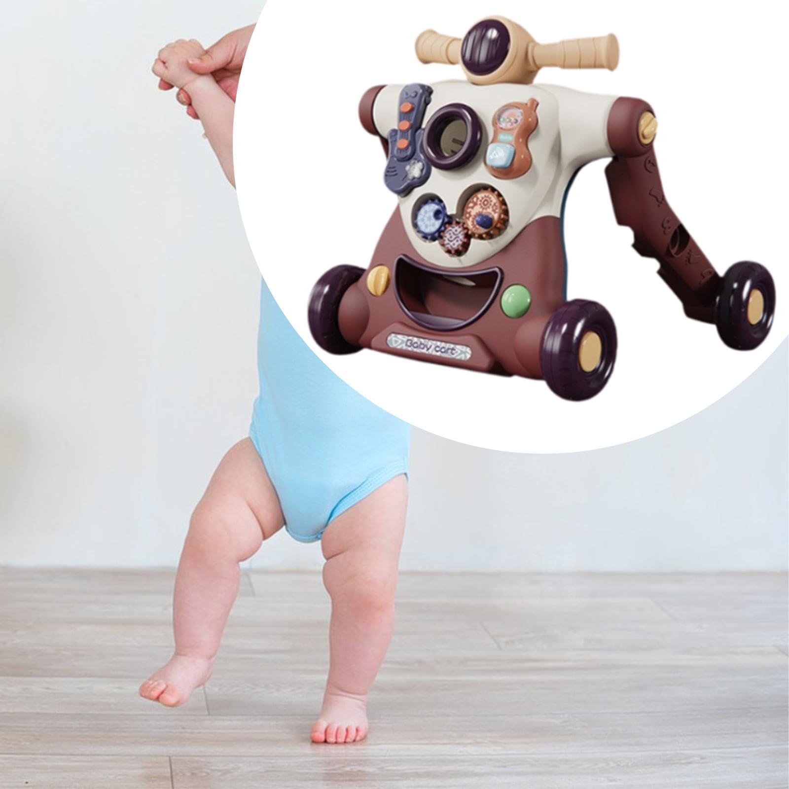 Multifunktionales Rutschauto für Kleinkinder, interaktives Lernspielzeug, Braun