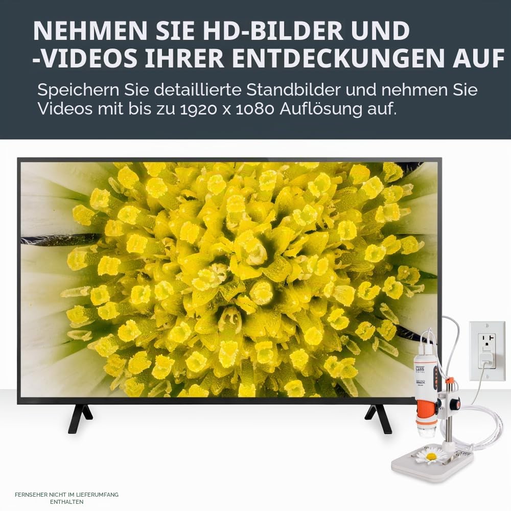 Celestron 44316 MicroDirect 1080P HDMI digitales Hand-Mikroskop, 10- bis 220-fache Vergrößerung, Grau/weiß