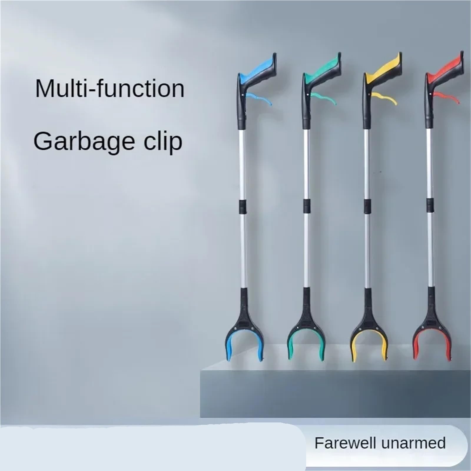 Recolector De Basura Clips de basura plegables, agarradores de postes de aleación de aluminio, herramientas de saneamiento, limpieza y recogida de mangos largos, 2 uds. Para Los Viejos, Discapacitados