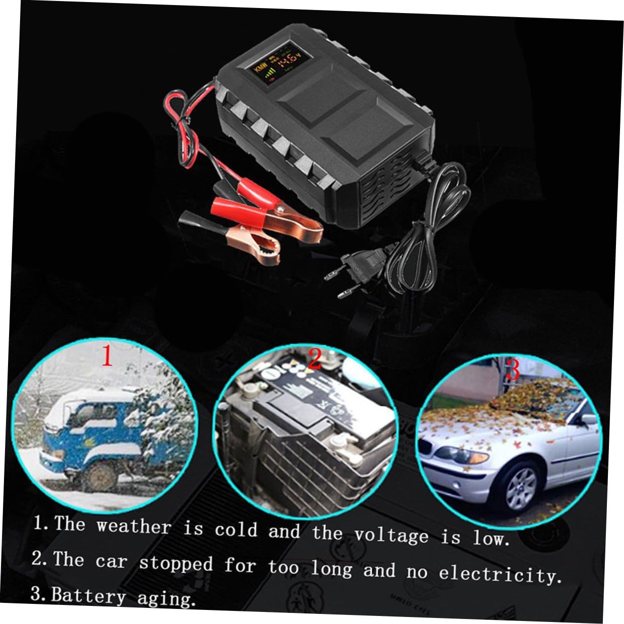 Chargeur Batterie Auto pour et Voiture Protection Multiples Surcharge et Court Circuit Compatible Batterie Acide Charge Stable et Sécurisée
