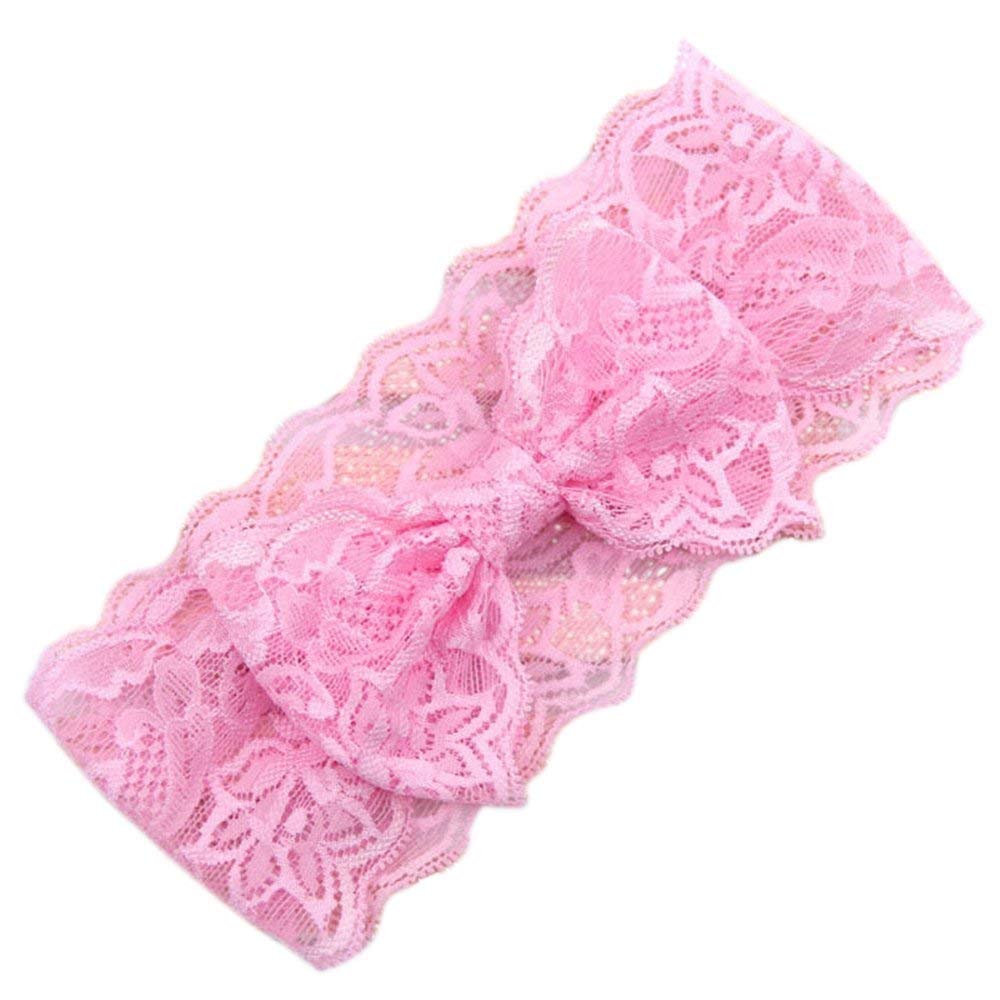 Uteruik Girls Pink Kids Baby Lace Bowknot Headband Headwear, 1Pcs (Pink)