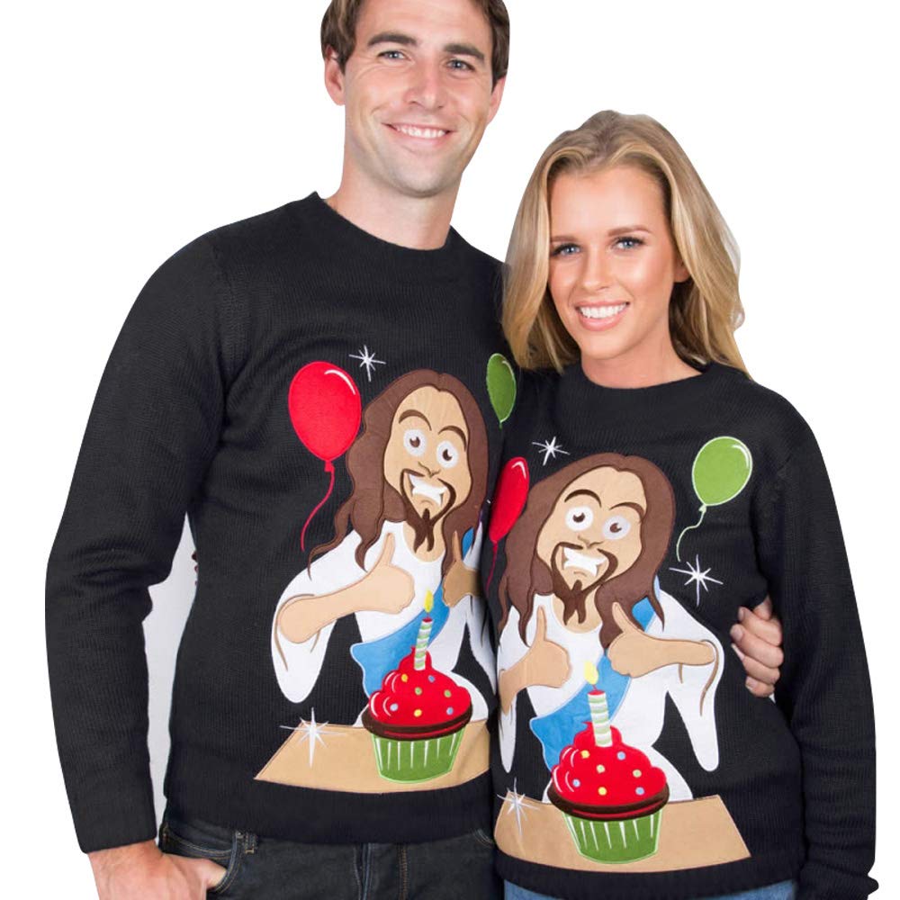 kewing Christmas Sweatshirt Long Sleeve Two Person, Ugly Funny Xmas Pullover Couples Novelty Jumper Blouse