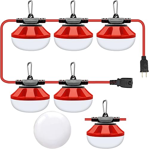 Muasdae Tira de luces LED de construcción de 50 pies, iluminación temporal, 5000 lúmenes, luces de trabajo temporales de construcción al aire libre,