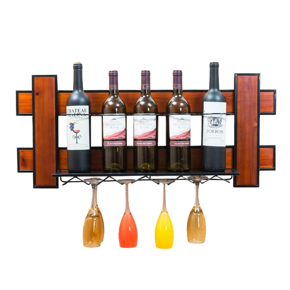 Estante para vino de madera maciza colgado en pared para copas