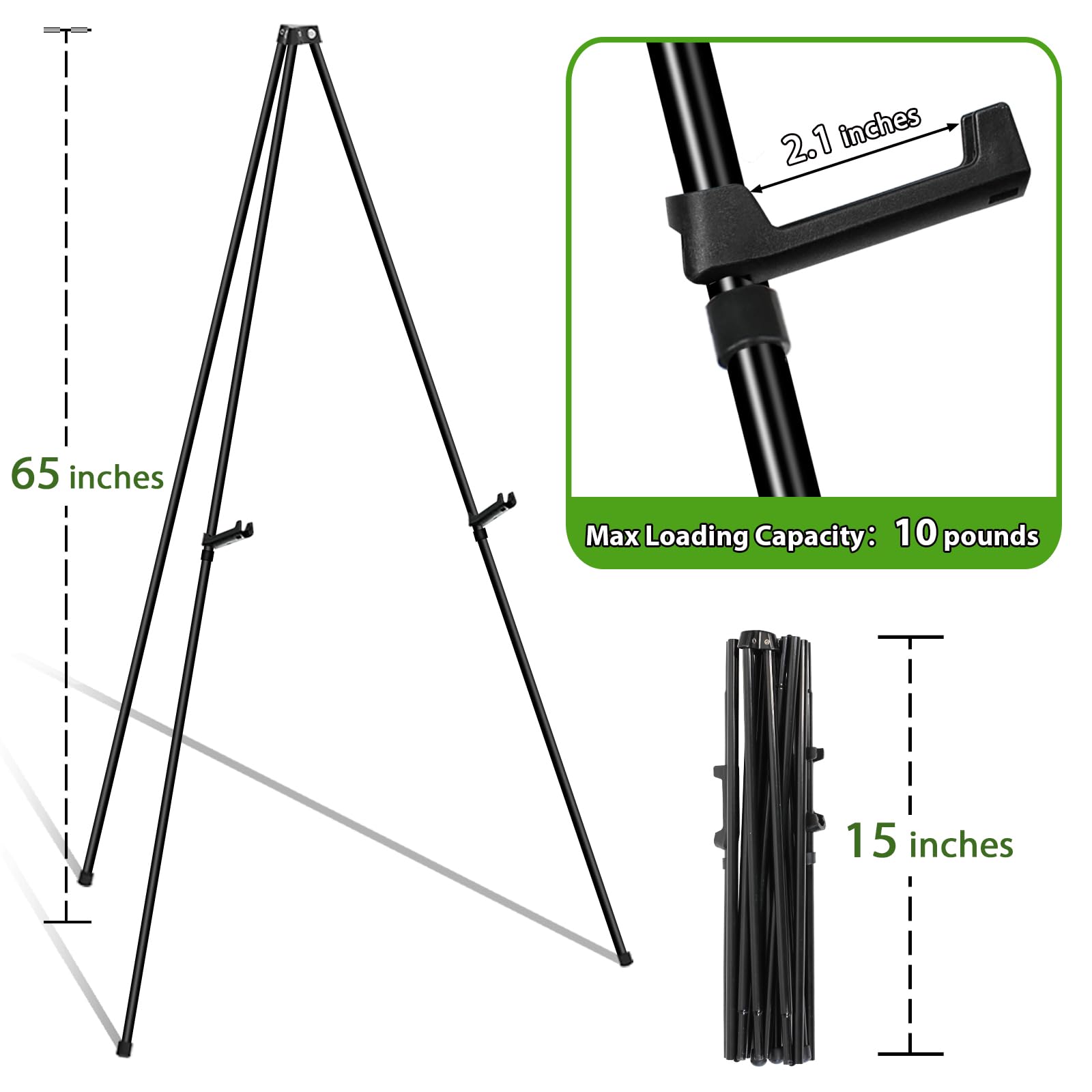 6 Pack 65" Easel Stands For Signs - Portable Folding Display Easels For Wedding, Party, Poster, Painting, Exhibition - View #7