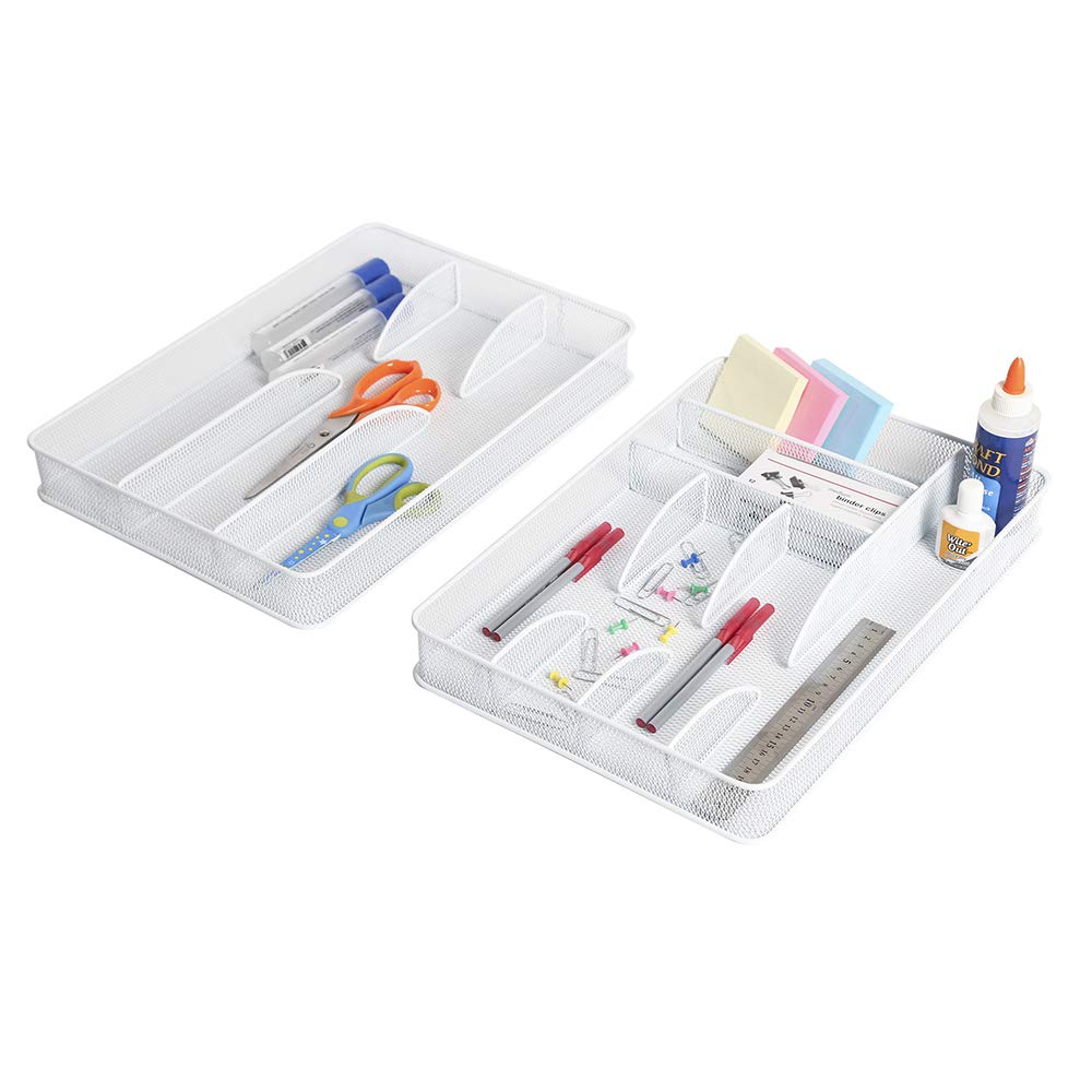 Rangement pour ustensiles de bureau organisateur de tiroir blanc compact