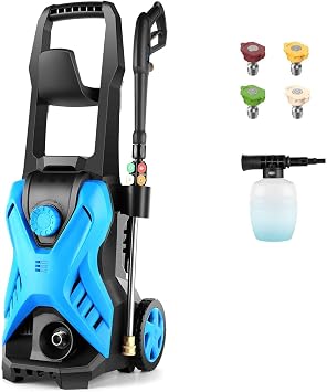1910PSI Pressure Washer with 4 QC Nozzles and Soap Bottle, Cleaner Machine for Cars/Home/Driveways/Patios/Decks/Fences