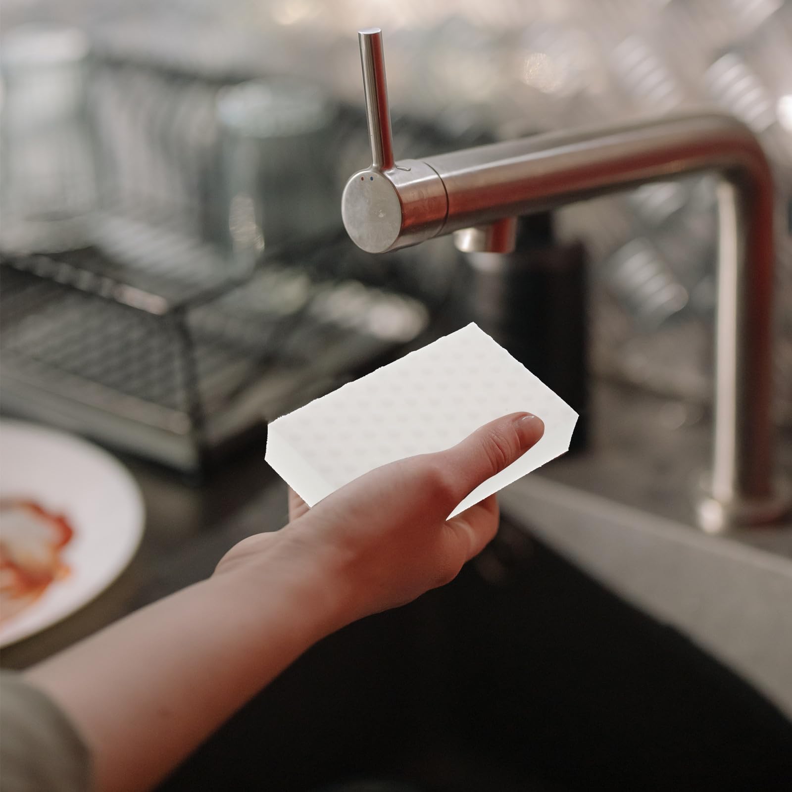 Éponges de Nettoyage Efficaces et Résistantes Lot de 10 en Blanche Haute Densité Vaisselle Nettoyage Cuisine