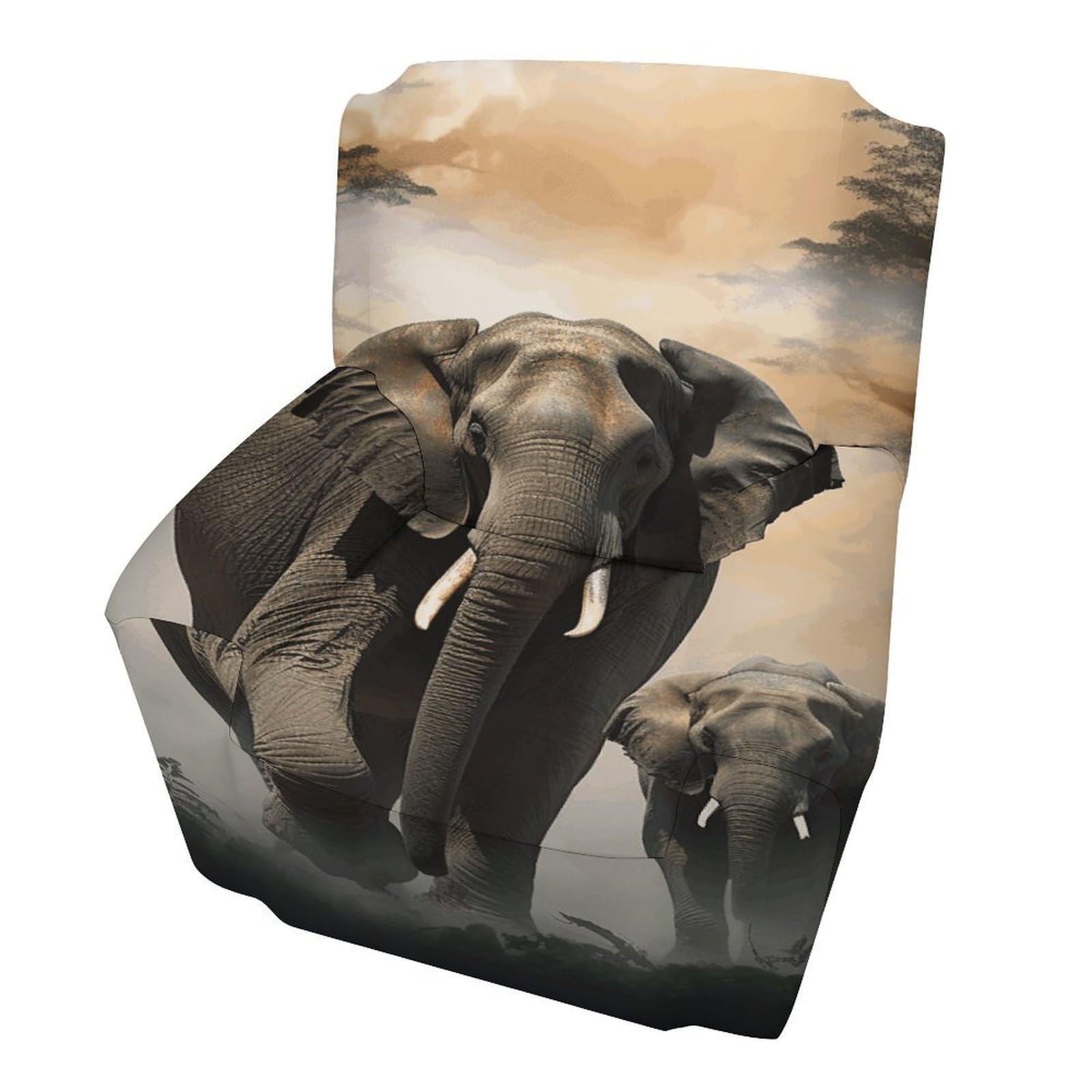 Fodpand Style Elephant In The Fog Sofa Cover Soft 1 Seater Sofa Slipcover For Pets Washable,Couch Cover With Elastic Straps Furniture Protector