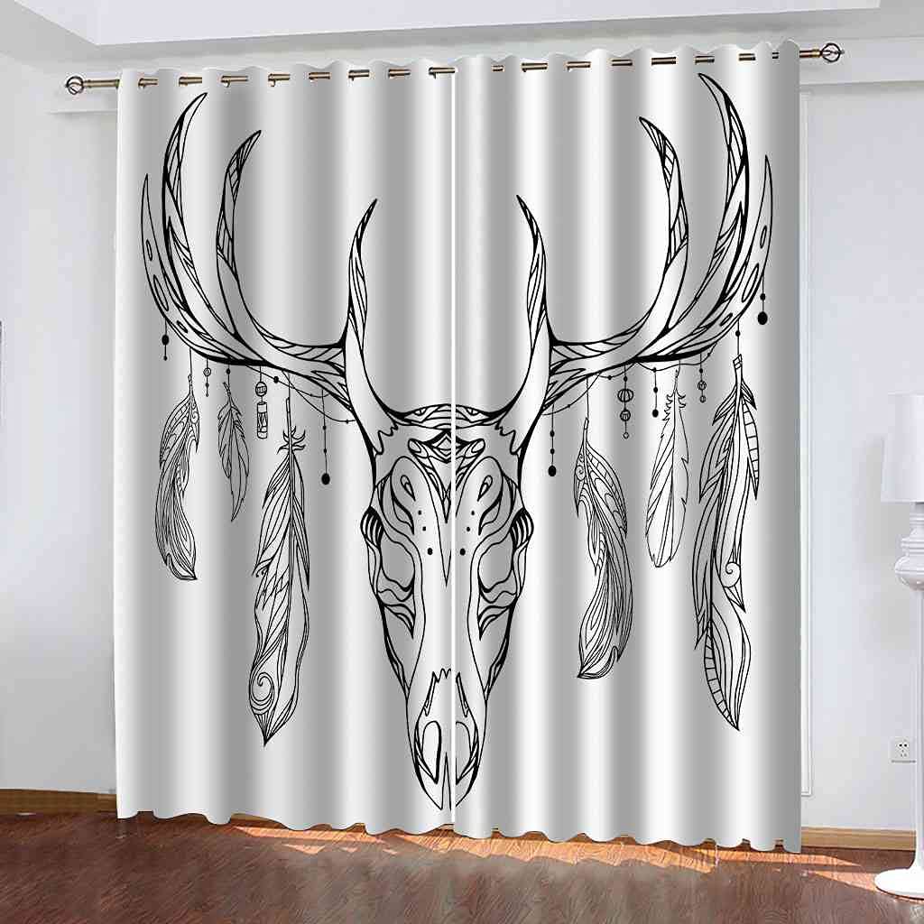 Rideaux occultants enfant wapiti 3D 264x242cm thermiques pour chambre