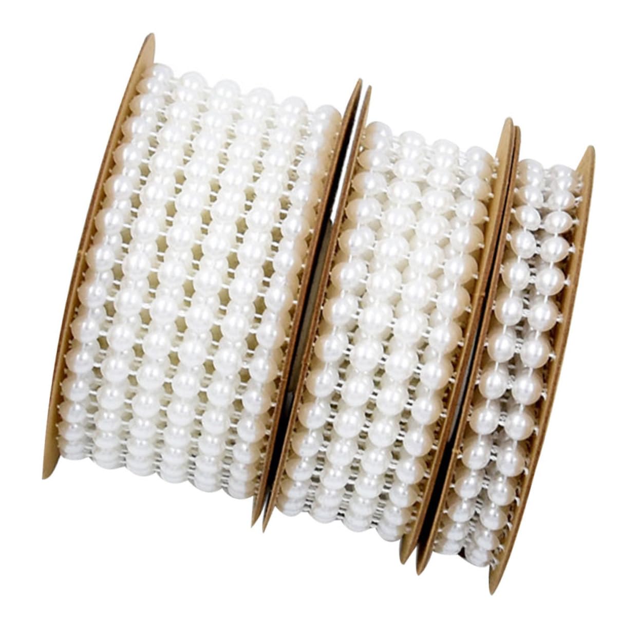 EXCEART Wire Bead Set 3 Rolls Pearl Bead Ribbon Band for Wedding Decorations Diy Crafts Party Floral Arrangement