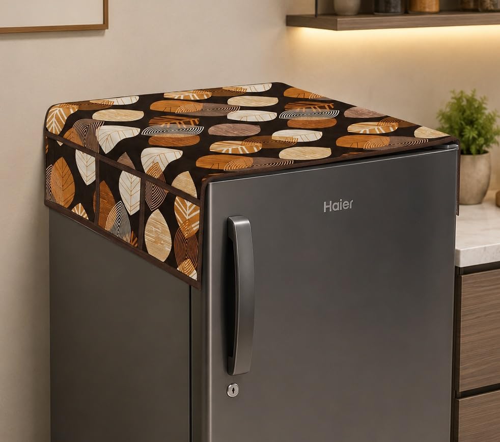 Image of Fridge Cover For Top (21 X 39 Inches) (Brown Paan)