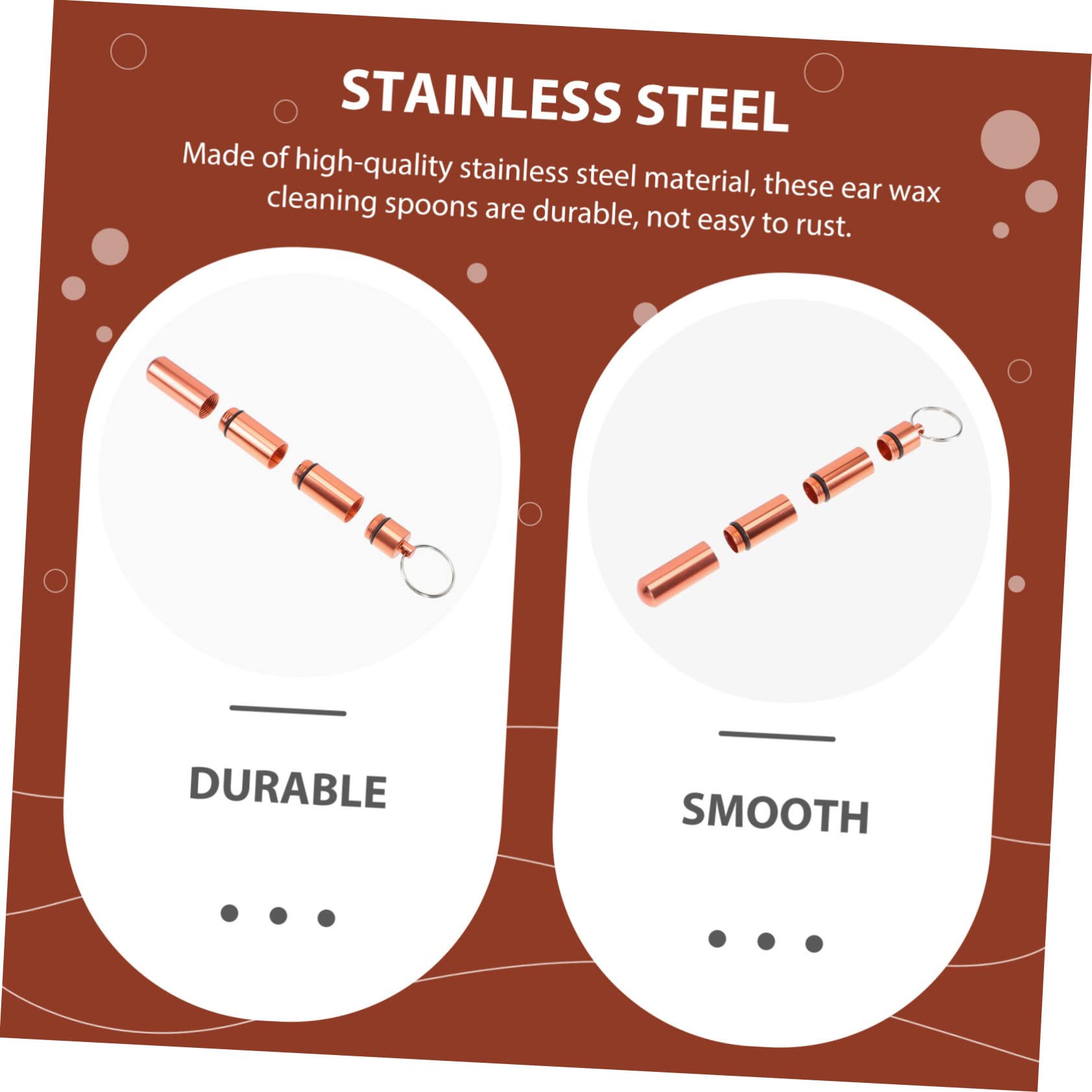 HOLIDYOYO Stainless Steel Ear Wax Removal Kit Portable Ear Cleaning Tools Set 6 Pieces for Family Use Rose Gold