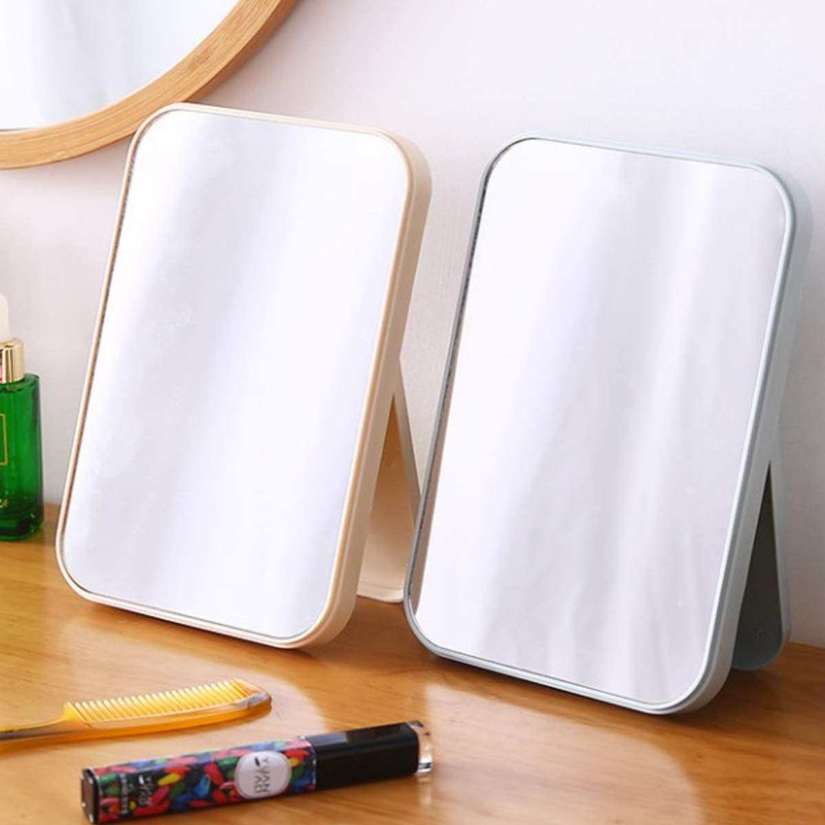 Queenly Acrylonitrile Butadiene Styrene (Abs) Makeup Mirror (Blue,1Pcs)(Framed , Rectangular, Dresser Mount) 1