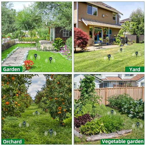 Mole Repellent Solar Powered, 4 Pack Snake & Skunk Repellent for Yard, IP 65 Waterproof Ultrasonic Deterrent Stakes, Get Rid of Rabbit, Gopher, Vole, Chipmunk, Deer, Groundhog for Lawns Garden by BORHOOD - Image 3