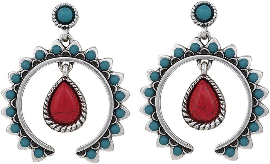 Rock 47 Turquoise & Red Blossom Earrings ER2408TQR47