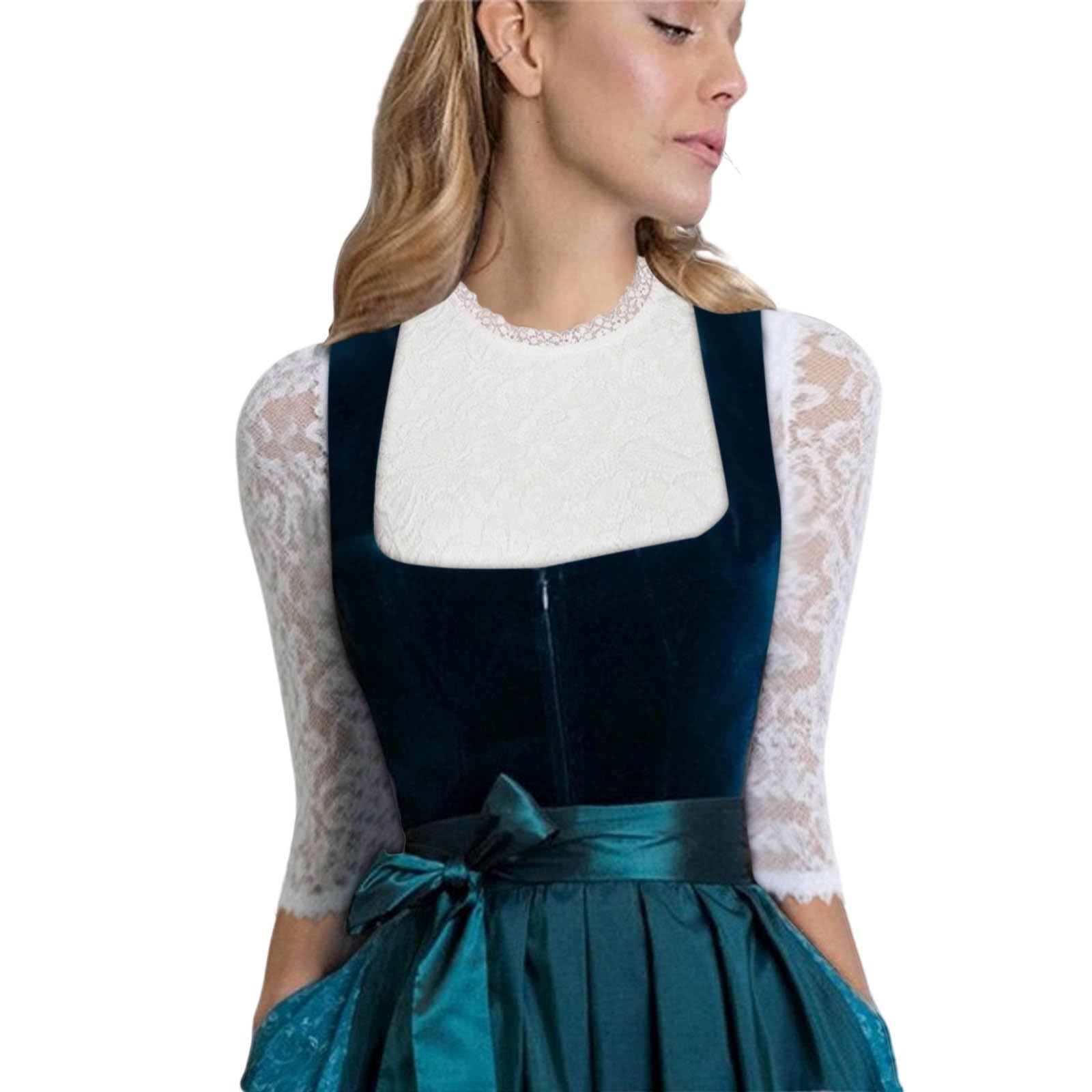 Generisch Dirndl Bluse Damen Trachtenblusen Dirndl Bluse Damen Transparent Mit Bluse Damen Elegant Bayerischem Trachtenmieder Schlicht Spitze Oberteile Blusen Für Oktoberfest Und Festnächte