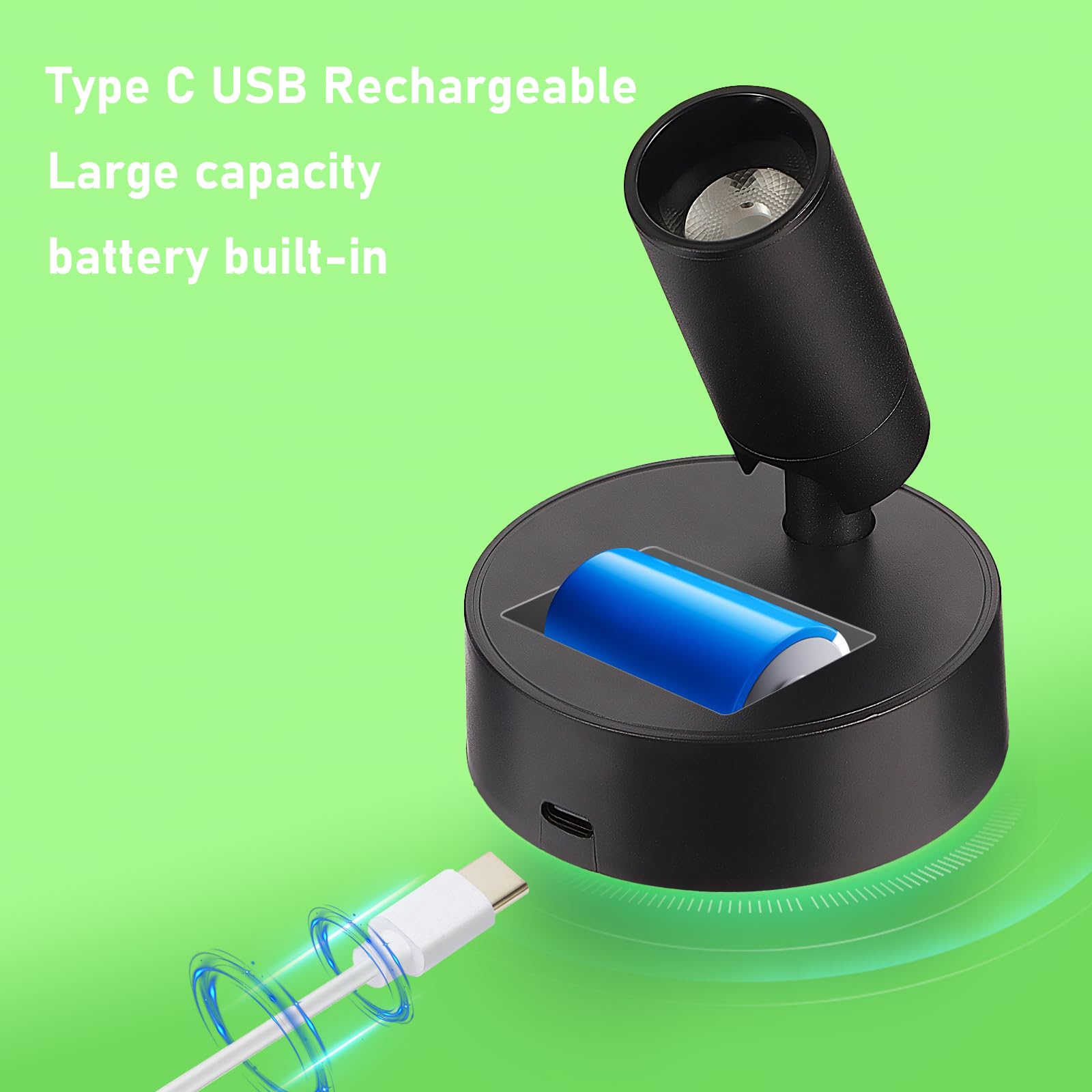 Foco LED Inalámbrico, Recargable Iluminación de Suelo Interior, luz de Imagen con Batería con Temporizador Remoto y Acento Regulable, luz de Pared para Plantas Imágenes, Obras de Arte,2 Paquetes