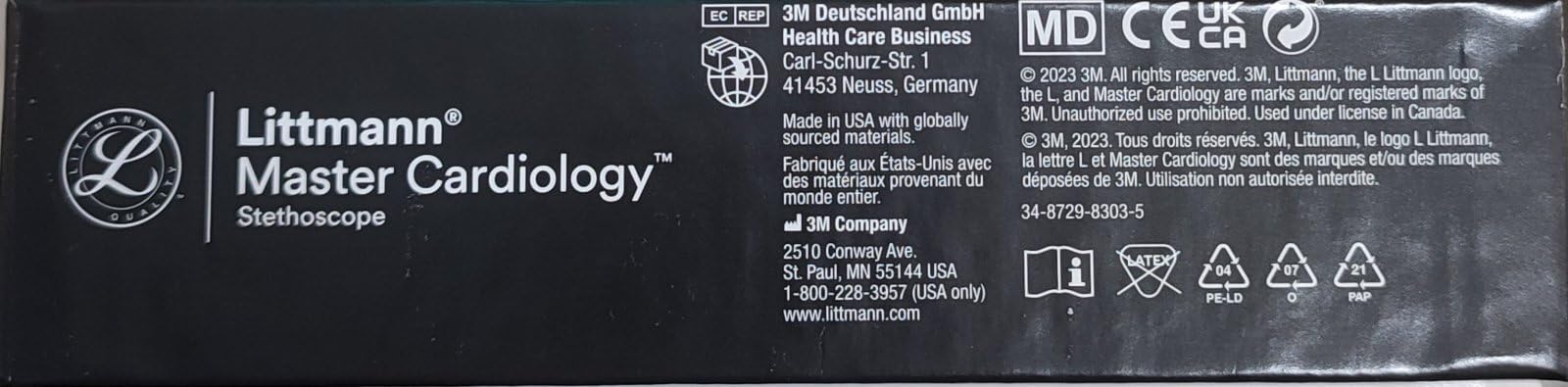 3M Littmann® Master Cardiology stetoscopio con incisione laser - Nero - 2160