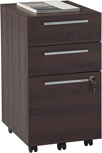 Realspace Trezza - Archivador móvil vertical de 19 pulgadas D con 3 cajones, nogal cálido