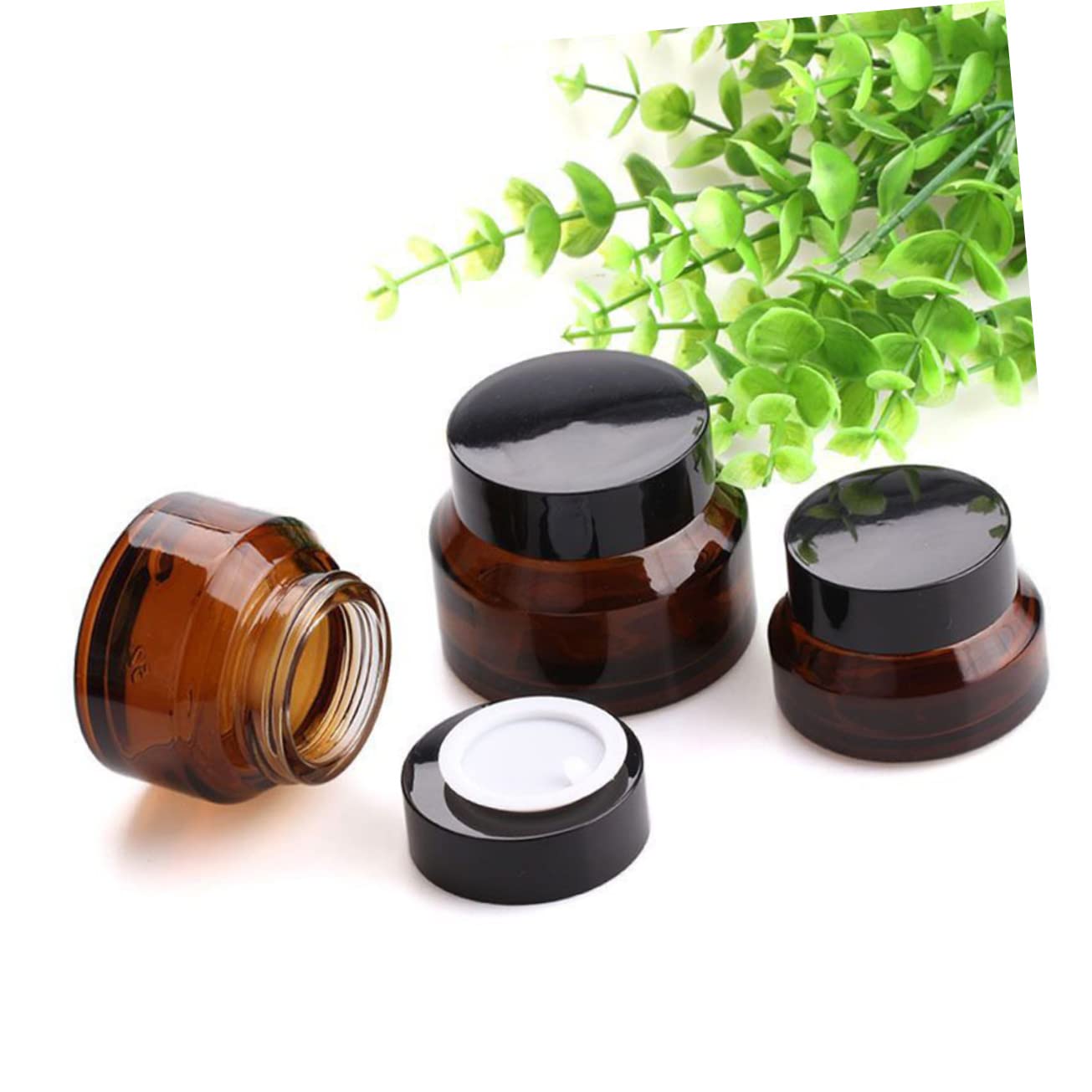 FOMIYES 5pezzi Bottiglie in Vetro Marrone Vuote da Viaggio Barattoli per Crema di Contenitori per Cosmetici Resistenti alla Luce Adatti per Viso Unguenti e Altri Prodotti per Cura