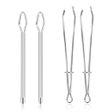 4 Pcs DIY Rope Threader Clip Drawstring Threader Tool Sewing Tool for Elastic Metal Easy Pull Drawstring Threader with Tweezer Sewing Tweezer Tool for Replacement Drawstring Sewing Accessories
