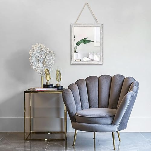 Miniatura 5 de Espejo de pared con marco de madera rústico rectangular para colgar, espejos decorativos para pared para baño, dormitorio, casa de campo, sala de