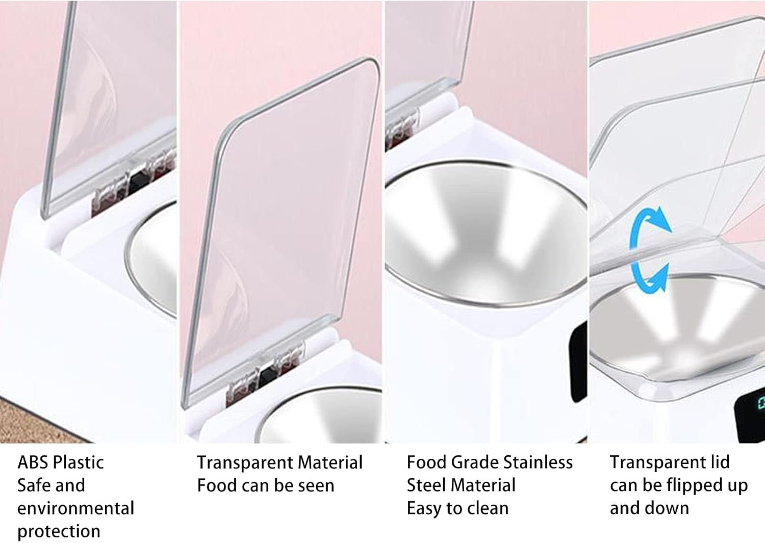 Open Lid Pet Feeder, Automatic Smart Cat Feeder Bowl Prevent Slip IR Induction for Small Pet