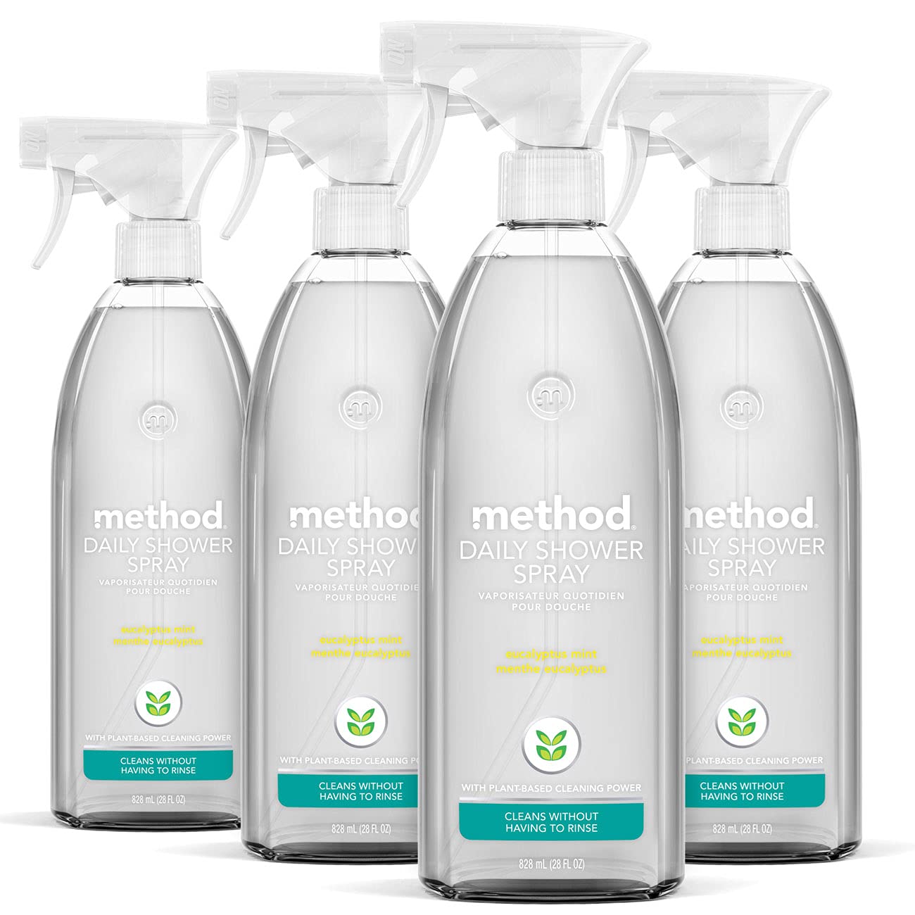 Method Daily Shower Cleaner Spray Spray and Walk Away Eucalyptus Mint Scent 28 Fl Oz Pack of 4
