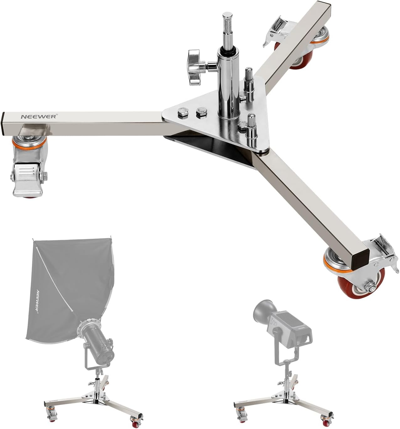 Amazon.com : NEEWER Heavy Duty Stainless Steel Light Stand with Casters ...