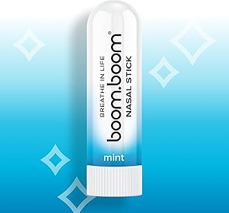 BoomBoom Nasal Stick | Vapor Flow Technology | Cool Refreshing Sensation | Natural Mood Boost | Simple Ingredients | Essential Oils + Menthol Inhaler (Mint)
