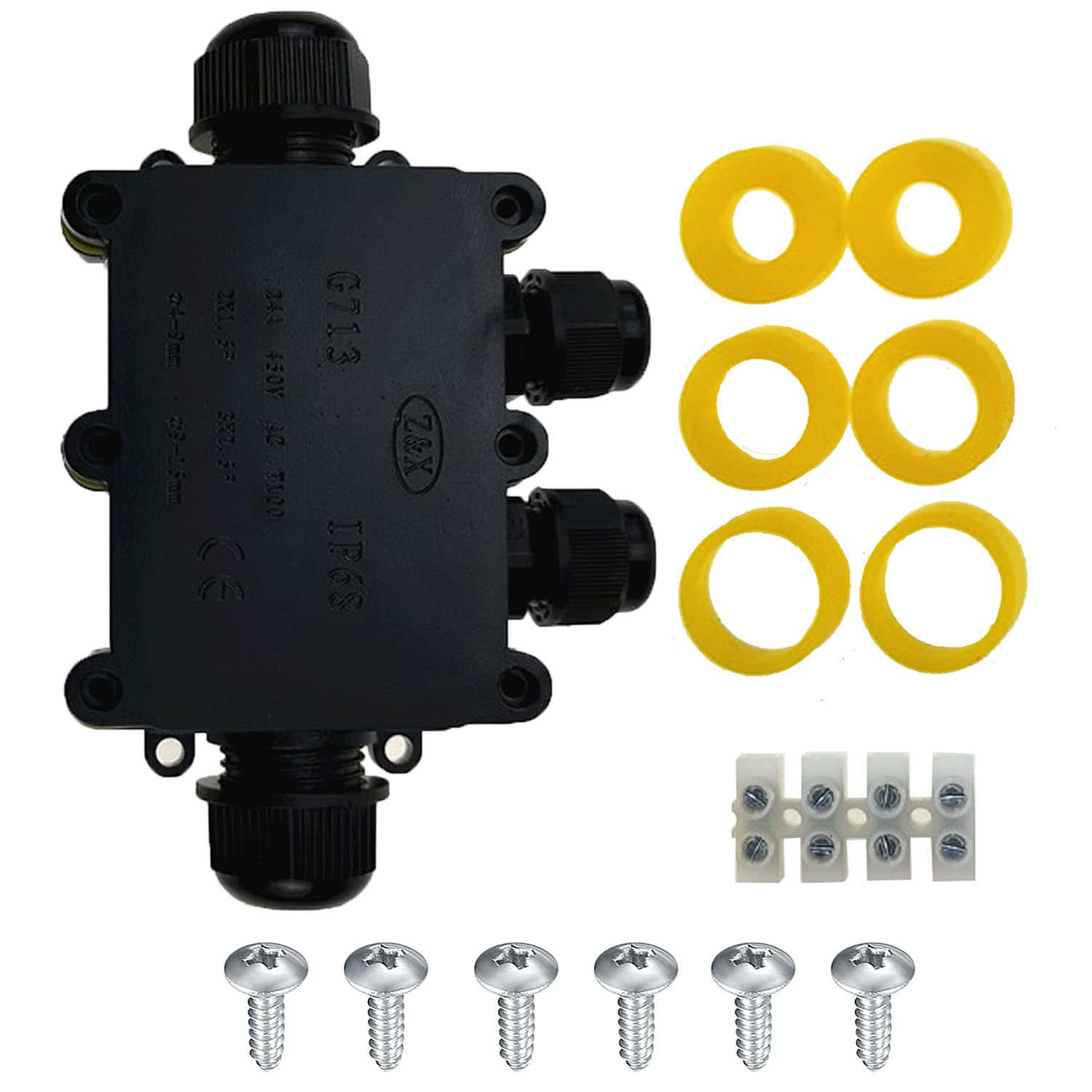 IP68 Waterproof Junction Box, 4-Way Outdoor Electrical Cable Connectors PG9 Gland External Cable Connector Wire Connector for Ø 4mm -15mm Diameter Cable