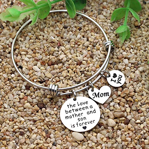 Mother And Son Jewelry Gifts From Son Bangles Mom I Love You Silver Charm Bracelets For Mother - The Love Between A Mother And Son Is Forever #TOP3